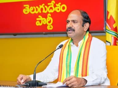 Kalisetti Appala Naidu addresses the media at the TDP Central Office in Mangalagiri on Friday