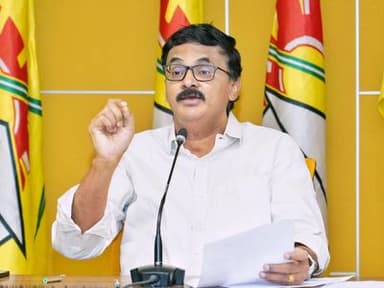 Biodiversity Board Chairman Neelayapalem Vijay Kumar addresses the media at the TDP Central Office