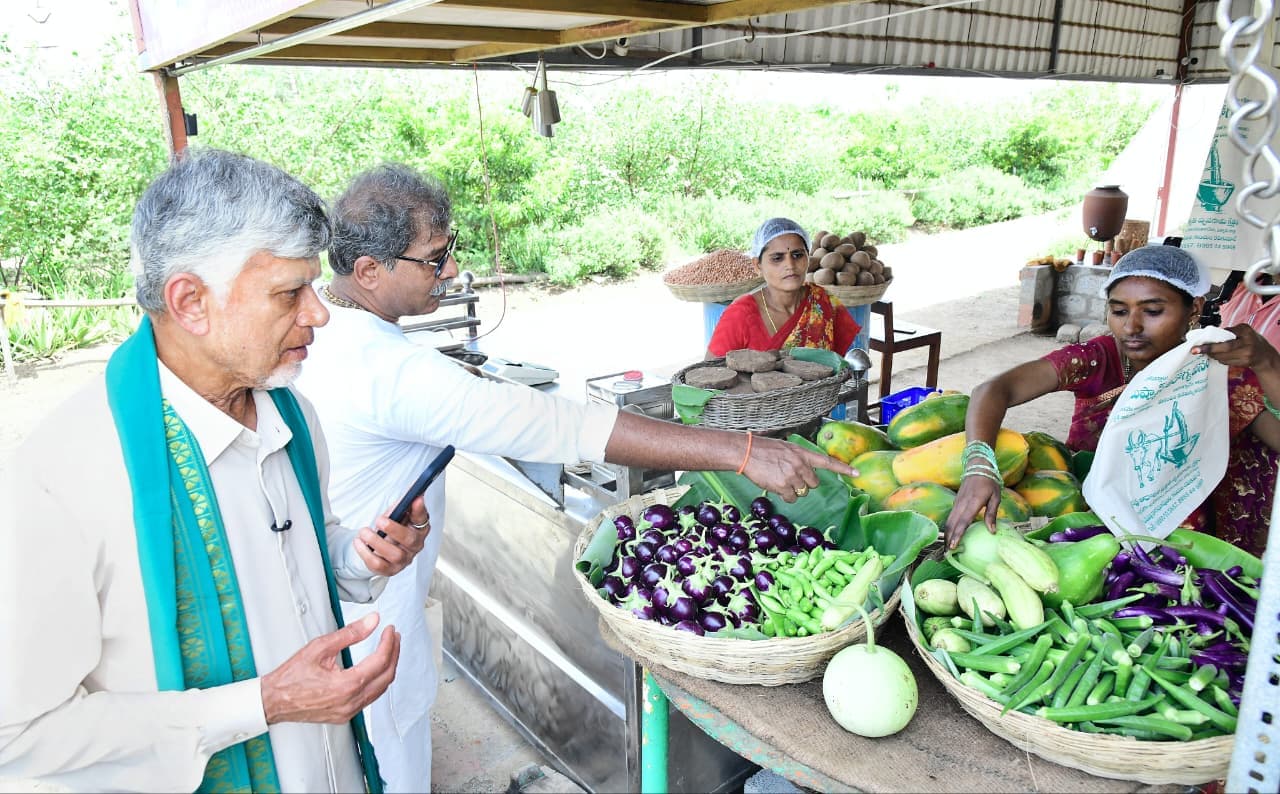 Chandrababu Naidu Visits Natural Farming Field, Buys Cold-Pressed Groundnut Oil from Farmer in Palnadu