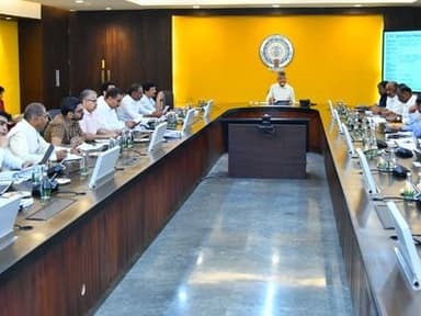Chief Minister N. Chandrababu Naidu chairing the 20th State Investment Promotion Board meeting in Amaravati with senior officials.