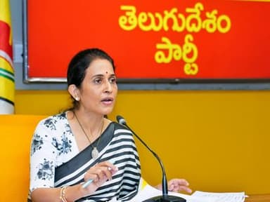 Kadapa MLA Madhavi Reddy addressing a press conference at the TDP Central Office