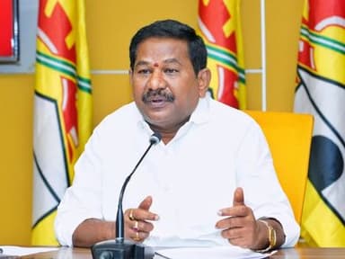 Minister Dola Bala Veeranjaneya Swamy addresses the media at the TDP Central Office