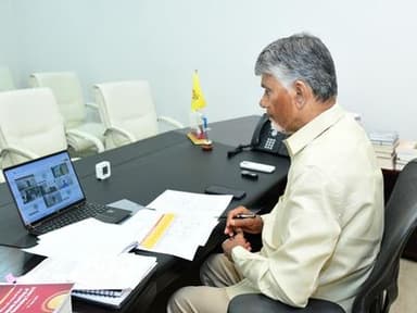 Chief Minister N. Chandrababu Naidu reviews the progress of the Jaldhara–Jalaharathi programme