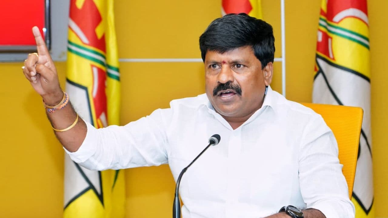 TDP MLA Mamidi Govinda Rao addresses the media at the TDP Central Office