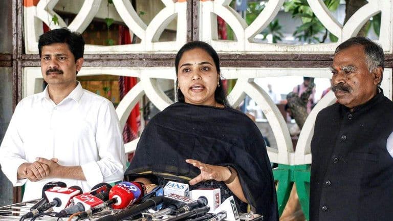 YSR Congress Party Rajya Sabha MP Golla Babu Rao and Lok Sabha MPs Dr. Maddila Gurumoorthy and Dr. Tanuja Rani