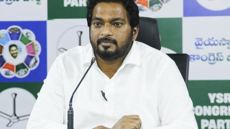 YSRCP MLC Mondithoka Arun Kumar addresses the media, questioning the Andhra Pradesh government's investment and industrial development claims.